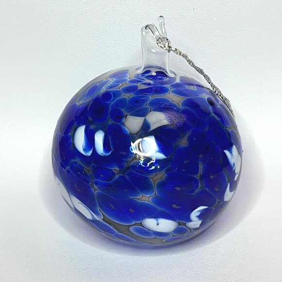 Handmade Blown Glass Ball Holiday Ornament Decor Cobalt Blue - Picture 3 of 7
